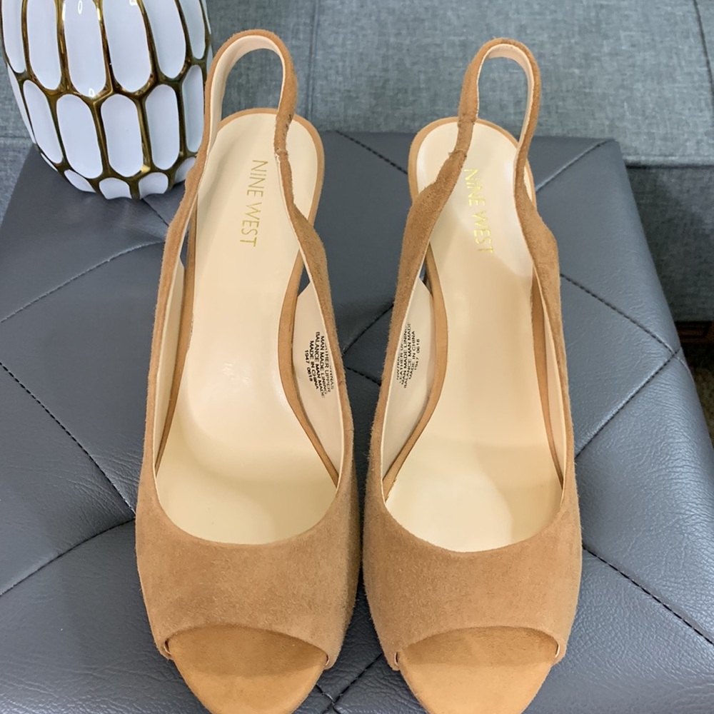 👡 Nine West Slingback Suede Open Toe Heels - Picture 3 of 7